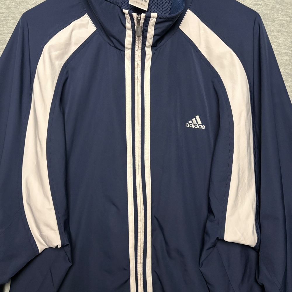 Adidas Y2K baggy Climacool Windbreaker Jacket Full Zip Athletic Navy Men XL - Picture 2 of 8